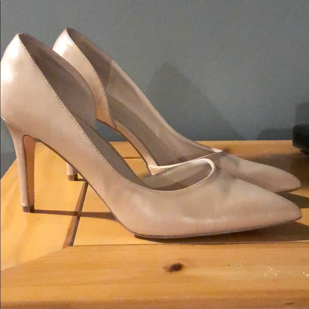 Just Fab Size 7 Nude Pointy Toe D’Orsay Heels